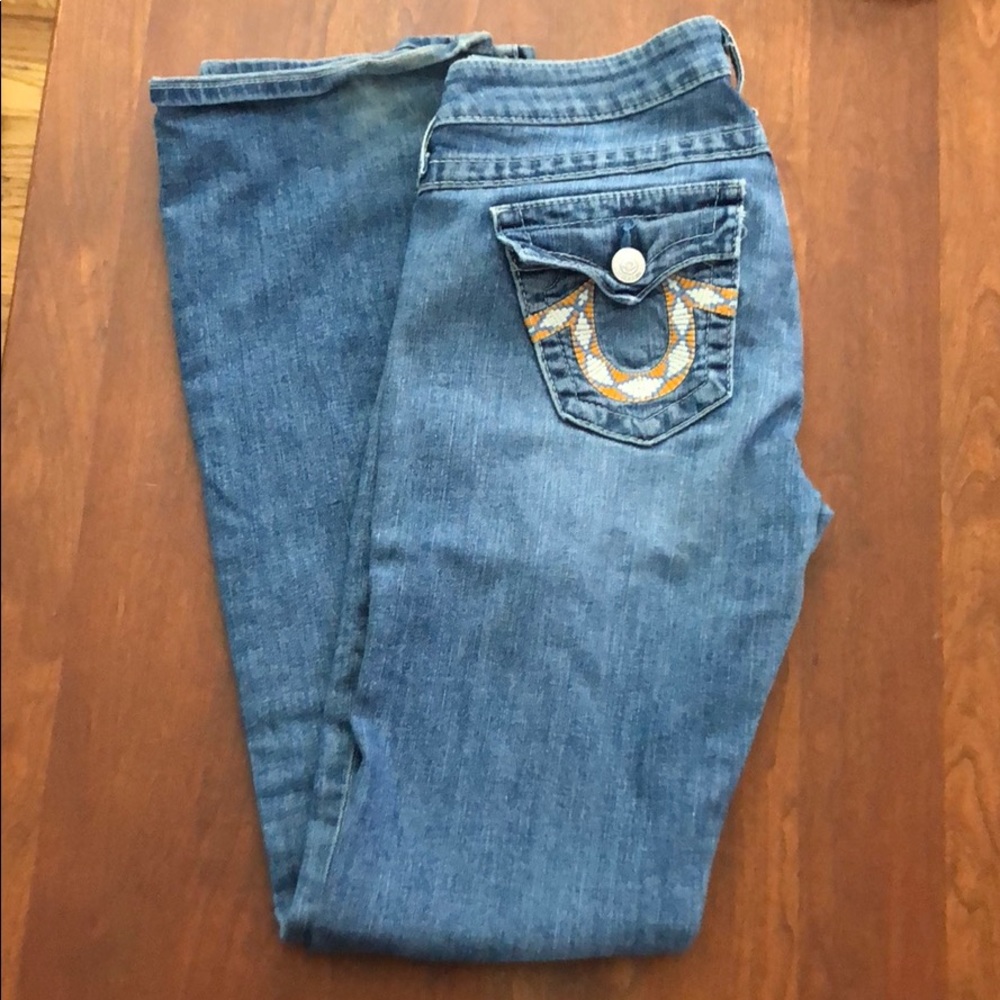 True Religion Bootcut Jeans with Aztec Detailing